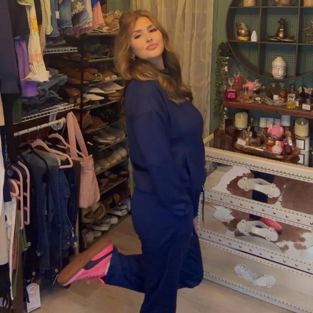 NWT Navy Blue 2 Piece Lounge Travel Set| Mock Neck Sweatshirt & Joggers| Cozy